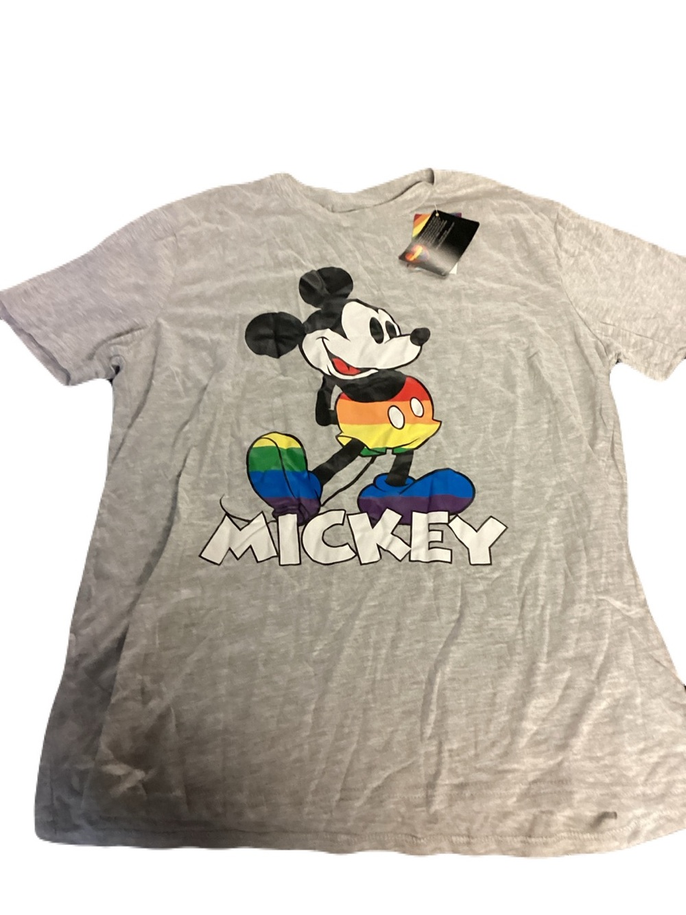 Primark Grey Kids Mickey Mouse Tee with Rainbow Details